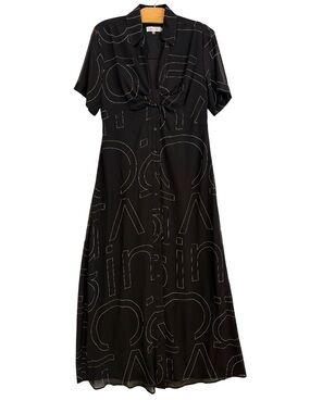 Calvin Klein Black Logo-Print Chiffon Shirt Dress